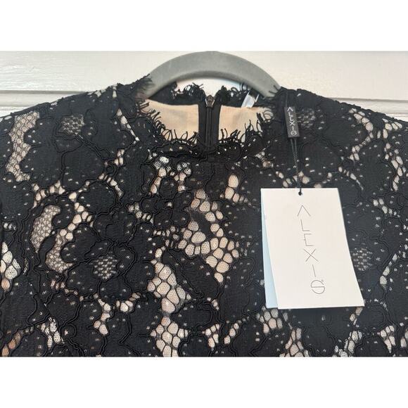 NWT Alexis Black Embroidered Sheer Lace Nicole Midi Dress Size S - Picture 6 of 15